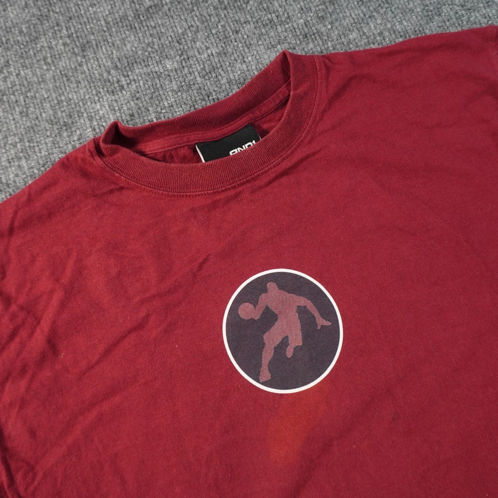 Vintage AND1 Long Sleeve T-Shirt Mens XL Maroon Graphic Streetball Logo Crew